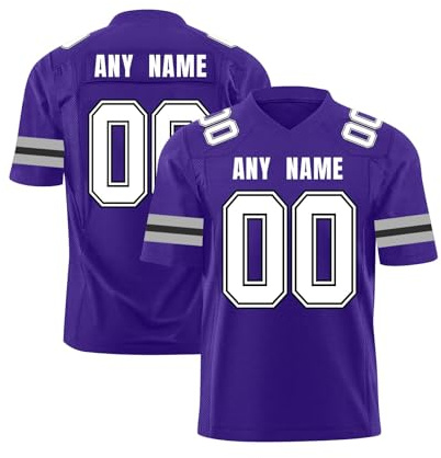Personalised American Football Jersey Shirt for Children Adults Boys Girls Men Women, Custom Short Sleeve Sports Jerseys Practice Jersey Rugby Uniform with Name Number Team