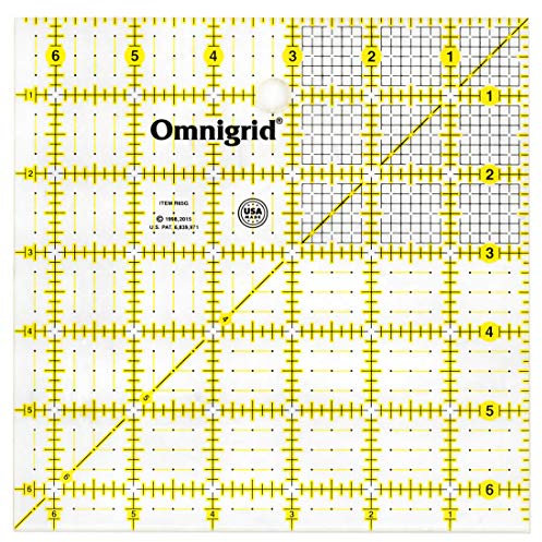 Omnigrid 82773 x 6-1/2 Square Quilting and Sewing Ruler Quilt-Lineale, Acryl, farblos, 6.5 x 6.5