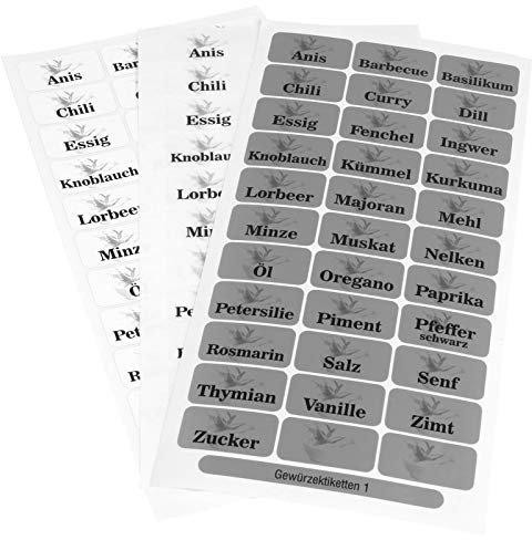Druckspezialist 33 transparente Gewürzetiketten (Teil 2), Etiketten, Gewürze, Aufkleber, Gewürzaufkleber 33 x 17 mm