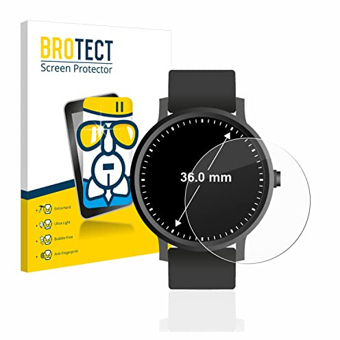 brotect Glass Screen Protector Film compatible with Watches (Circular, ø: 36 mm) - Glass-Foil 9H Protection [Scratch Resistant, High Clarity]