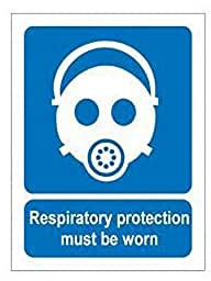 Seco Respiratory Protection Must Be Worn Sign, 150mm x 200mm - Self Adhesive Vinyl, White