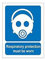 Seco Respiratory Protection Must Be Worn Sign, 150mm x 200mm - Self Adhesive Vinyl, White