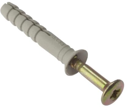 ForgeFix Hammer Fixings | M10 x 100mm | Nylon Plug, Zinc Yellow Passivated Screw | Bag 10