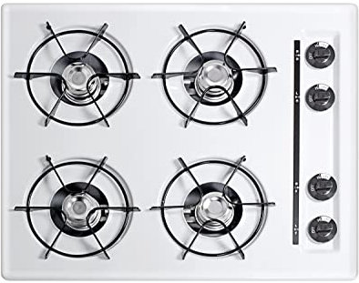 Summit WNL033 Table de cuisson à gaz à 4 brûleurs 61 cm à allumage électrique 115 V-3 fabriquée aux États-Unis Blanc
