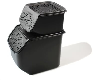 Tupperware Kartoffel-Lager 8,3 L schwarz + Knoblauch-Lager 2,3 L schwarz