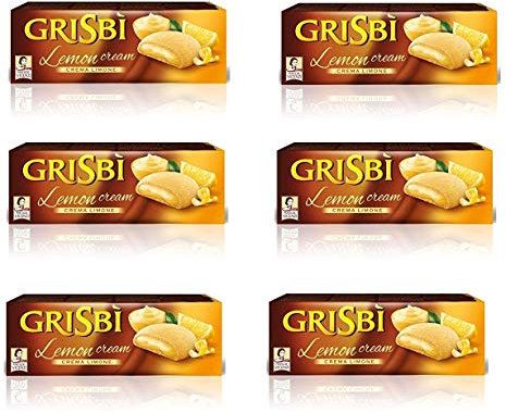 Grisbì Crema Limone - Biscotti di Croccante Frolla Ripiena di Vellutata Crema al Limone, Confezione da 9 Biscotti, 150g