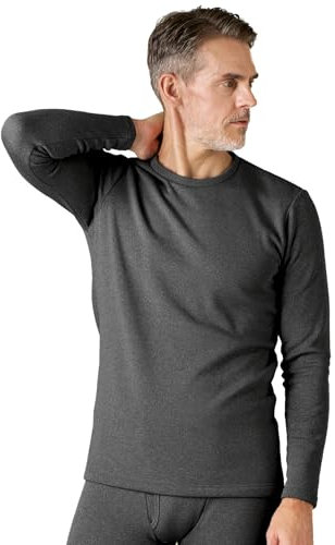 LAPASA Herren Innenfleece Thermo Unterhemd, Thermounterwäsche Oberteil Funktionsunterwäsche M26, Dunkelgrau (Extra warm, 1 Pack Oberteil), L