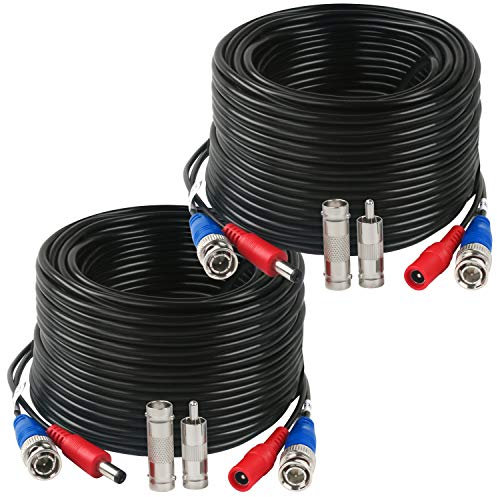 Tainston 2 Pack 200 Feet BNC Video Power Cable,BNC Extension Wire Video Security Camera Wire with Connectors for CCTV Camera DVR Surveillance System