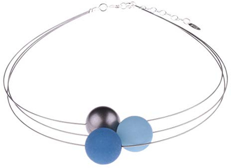 Adi-Modeschmuck Polariskette Mara 3-strängiger Halsreif 20mm Polarisperlen | Metallic lackierte Akzentperle, Leicht, Handgefertigt in Berlin