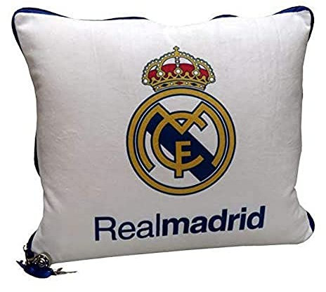 REAL MADRID CF - Cojín para Hogar, Unisex, Forma Cuadrada, Material Sintético, Multicolor, Producto Oficial (CyP Brands)
