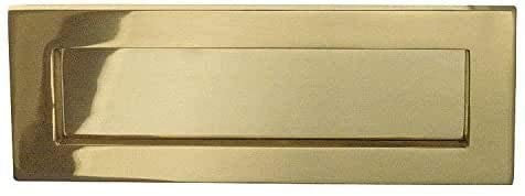 Golden Grace Victorian Design Postal Letter Plate in Polished Brass Finish, Mail Slot - 10 x 3