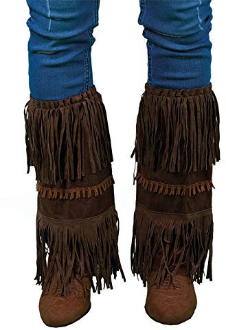 PAPSTAR Stulpen Hippie mit Fransen Lederoptik, braun, Casual