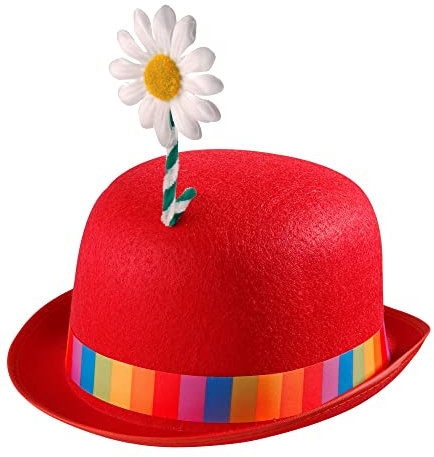 W WIDMANN MILANO Party Fashion - Hut Clown mit Blume, Melone aus Filz, Hut, Accessoire für Faschingskostüme