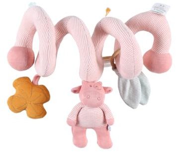 NOUKIE'S - Spirale D'activité Bébé Lola - Jeu Éveil en Veloudoux - À Installer sur Lit, Parc de Jeu, Siège Coque 0+, Poussette