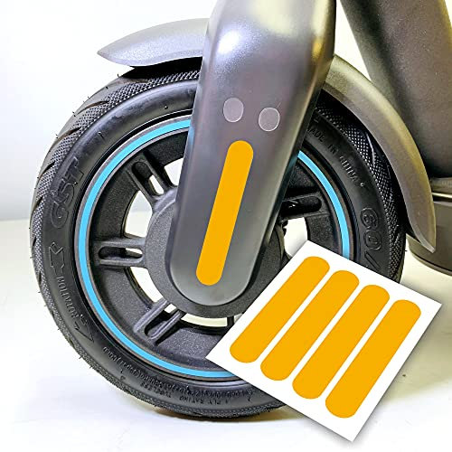 4 Aufkleber - Ovale Streifen geeignet für Segway Ninebot Max g30d E-Scooter (Gelb Reflektierend)