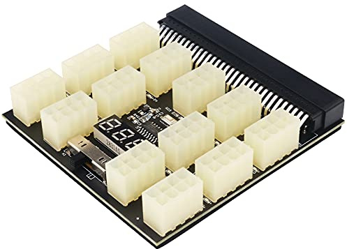 Upgrade Version ATX 13x 6/8Pin Power Supply Breakout Board Adapter Converter 12V mit 13 PCS 6Pin PCI-e auf 6+2Pin PCI-e Power Cable Spannung und Temperatur digitaler Anzeige für Ethereum BTC Mining