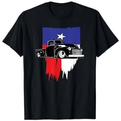 Bandera americana vintage Hot Rod Truck. Texas Lowrider para hombre Camiseta