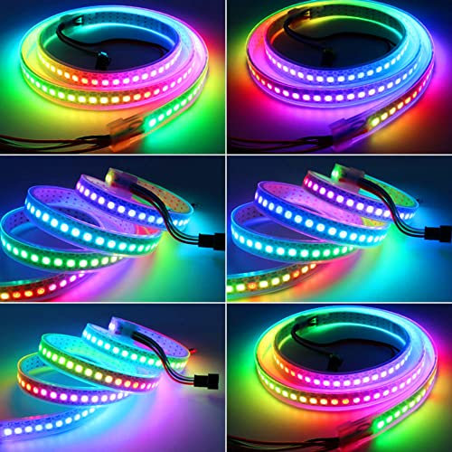 Boarda 5V WS2812B RGB 5050SMD Individually addressable LED Strip Light ,3.3ft Programmable 144 LEDs/m IP67 White PCB Dream Color DIY Projects Strip Lighting,1M 144LEDs IP67 Waterproof