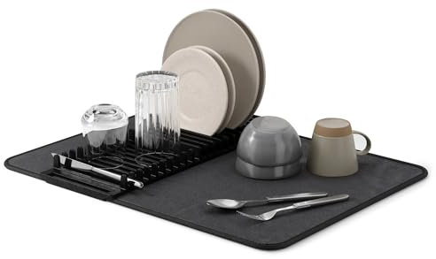 Umbra Udry Escurridor con tapete de secado, Negro