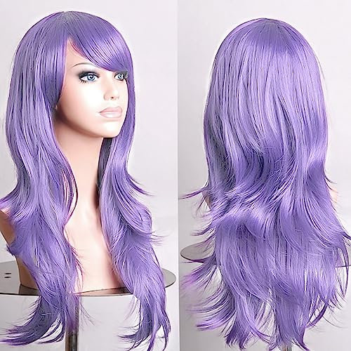 YEESHEDO 28 70 cm Lavande Violet Cosplay Bouclé Perruque Femme, Longue Ondulée Synthétique Cheveux Cosplay Wig Anime Parti Halloween Perruques