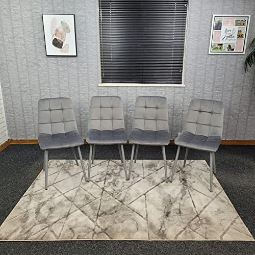 KOSY KOALA Dining Chairs Set Of 4 Grey Tufted Chairs Velvet Chairs Seats