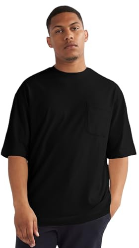 alsestudio Men`s Oversized T-Shirt 100% Cotton Premium Quality Soft Touch Short Sleeve with Pocket Essential Style Oversized Fit Casual T-Shirt for Men
