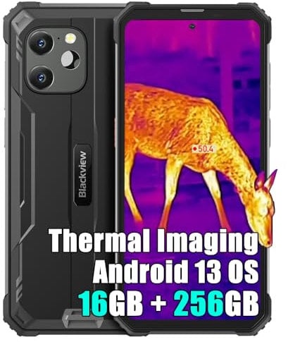 Blackview BV8900 Outdoor Handy ohne Vertrag, Wärmebildkamera Smartphone, 16GB+256GB, 6,5 FHD+ 2.4K, 64MP, 10000mAh Baustellenhandy, Dual SIM 4G Outdoor Smartphone ohne vertrag, NFC,GPS, OTG, Schwarz