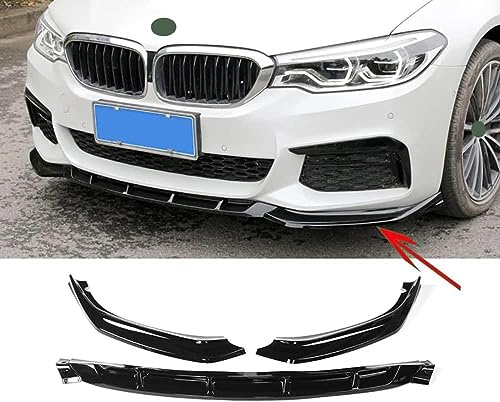 WHMH Auto Frontlippe Frontspoiler für BMW 5 Series G30 G31 G38 540i M Sport 2018-2020,Frontstoßstangen Lippenkörper Autoteile Autoantikollisionsschutz,A/Black