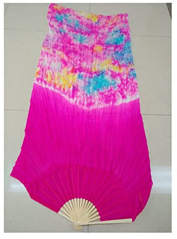 Schleierseidenfächer Professioneller Bauchtanz Seidenfächer Schleier Schwarzer Blume Grüner Hintergrund Bauch Dazing Lange Fans Multi Größe (Color : Gold, Size : 210cm)