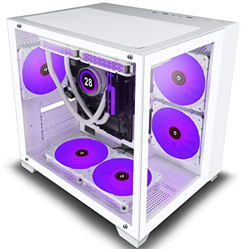 KEDIERS Boîtier PC - ATX Tower Boîtier en Verre trempé avec 7 Ventilateurs ARGB C770 Blanc