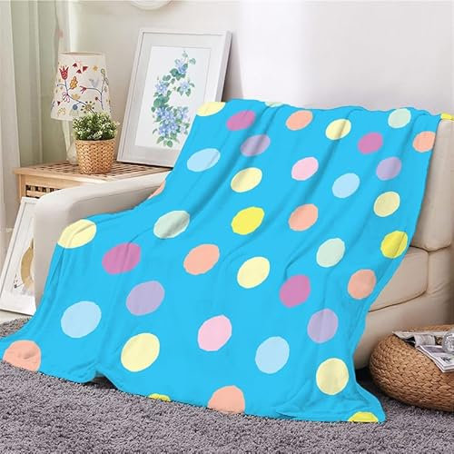 Kuscheldecke 130x150 Frischer College-Stil Flauschig Decke Warm Flanell Fleecedecke Bunte Punkte für Couch und Bett, Gemütlich Weich Wohndecke als Sofadecke Kniedecke Tagesdecke