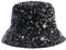CaySep Unisex Fischerhut mit Glitzer-Pailletten – Hip-Pop-Strand-Sonnenhut, faltbarer Fischerhut für Reisen, Schwarz , Einheitsgröße