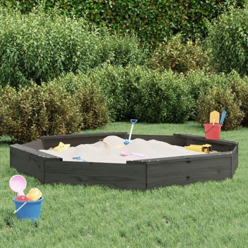 Festnight Sandkasten Holz Sandkiste Achteckig Sandbox mit Sitzbänke Outdoor Spielplatz Spielecke Massivholz Kiefer Gartenspiel für Kinder 159,5x159,5x20 cm