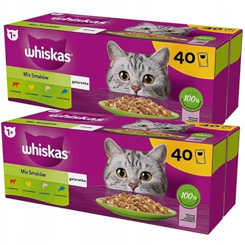 Whiskas Gemischte Auswahl in Gelee Katzennassfutter 80 Portionsbeutel à 85g (2-er Pack)