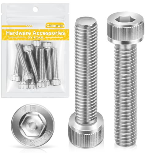 Viti a testa cilindrica M8 x 40 mm con esagono incassato, 10 pezzi, Caianwin DIN 912 in acciaio inox (A2 V2A) per macchine industriali, veicoli a motore, edilizia