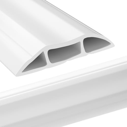 AGPTEK Boden Kabelbrücke, 2 m (6,65 ft) Fussboden Kabelkanal, Modular gefertigte Kabelschlauch, Anschluß Schnüre und Drähte, perfekt Boden Kabelabdeckung zum Büro, Werkstatt, Lager, Konzert usw Weiß