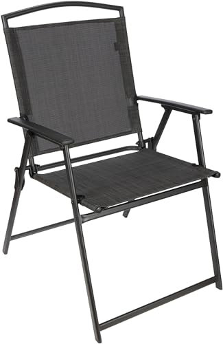 BRUBAKER Gartenstuhl Bergamo - Campingstuhl bis 100 kg - Wetterfest und platzsparend - Balkonstuhl klappbar - Klappstuhl für Camping Garten Terrasse und Balkon - Dunkelgrau