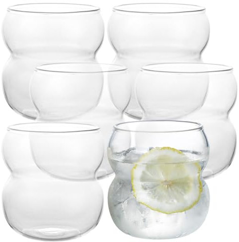 LDXDRU Juego de 6 vasos de burbuja de 380 ml, vasos de café con hielo, vasos de café, copas de cóctel, vasos de burbuja para matcha, espresso, helado, batido, frappe,capuchino