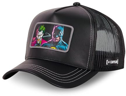 Capslab Batman und Joker DC Kunstleder Schwarz Verstellbare Truckercap - One-Size