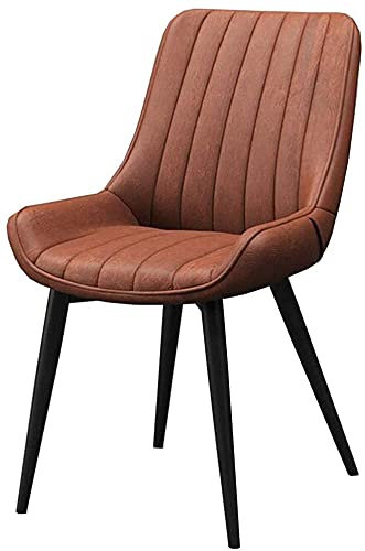 Moderne Esszimmerstühle für die Küche, Esszimmerstühle aus PU-Leder, Rückenlehnenstuhl, Metallbeine, Freizeit-Kaffeestuhl, Make-up-Stuhl im nordischen Stil (Farbe: Rot, Größe: Schwarzes Bein