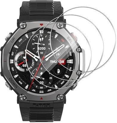 Lutree para Amazfit T-Rex 3 Cristal Templado, 3 Piezas Dureza 9H HD Protector de Pantalla, Anti-Arañazo Sin Burbujas Vidrio Templado Película Protectora
