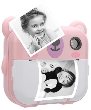 Sofortbildkamera für Kinder, 2 Zoll 1080P Kinderkamera mit 3 Rollen Druckerpapier, Digitalkamera Spielzeug für Kleinkinder mit Musikspielen (RED)