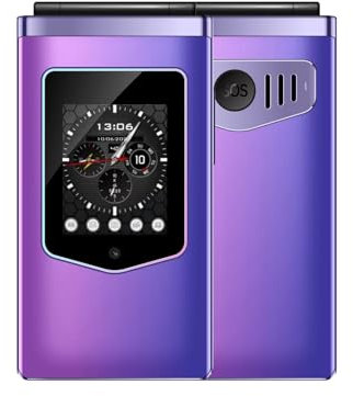 HAMTOD T8 telefono per anziani, tasti grandi, SOS, torcia, batteria 2000mAh, resistente acqua e urti, schermo 2,8, 128MB ROM, supporta TF, reti 2G/3G/4G, doppia SIM (viola)