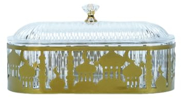 Uposao Plateau De Service De Ramadan avec Couvercle Plateau De Service en Métal Assiette À Gâteau De Mariage Plateau À Bonbons Assiettes Décoratives Plateau pour Les Fêtes Musulmanes