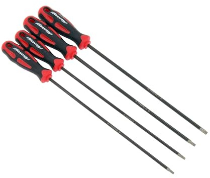Neilsen CT6011-4pc Diamond Tipped Star Screwdriver Set S2 Steel with T15, T20, T25, T30 Long Reach 250mm for Automotive and DIY Use