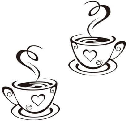 Gadpiparty 2 Blätter Kaffeetasse Aufkleber Wandtattoo Kaffee Tasse Wandaufkleber Fensterdekoration Kaffeetasse Tapete Kaffee Teetasse Wandaufkleber Kunst Aufkleber