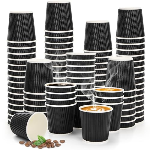 Nicunom 250 Pcs Disposable Espresso Cups, 120 ml Premium Insulated Paper Espresso Cup Corrugated Disposable Coffee Cups Small Ripple Wall Hot Cup for Hot Beverage or Cold Drinks
