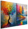 murando - Wandbilder XXL Set Fantasie Landschaft 120x90cm 2 Teilig je 60x90cm Collage 2er Leinwandbild Groß Wanddeko Wohnzimmer Wanddekoration - Wandkunst Abstrakt Regenbogenfarben c-H-10080-b-a