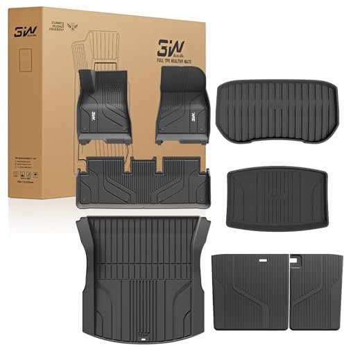 3W Tesla Model 3 Highland 2024-2025 Fußmatten & Kofferraumwanne & Sitzschoner Rückenlehne 8-teilige, TPE Allwetter Fußmatten und Kofferraummatten Autofußmatten Zubehör