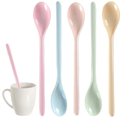 5 cucharas de plástico para huevos, pequeñas, largas, de plástico, largas, cucharas de plástico, cucharas de té, cucharas de plástico, grandes, coloridas, de plástico, para mermelada, para helados,